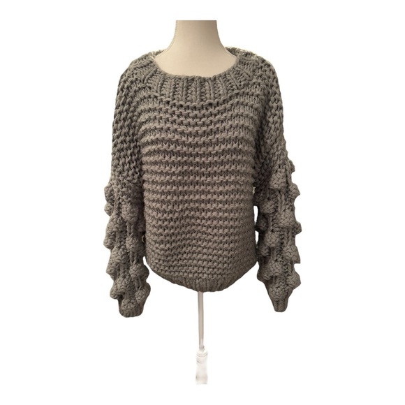VICI Bubble Sleeve Chunky Open Knit Sweater Sz M - Picture 2 of 12